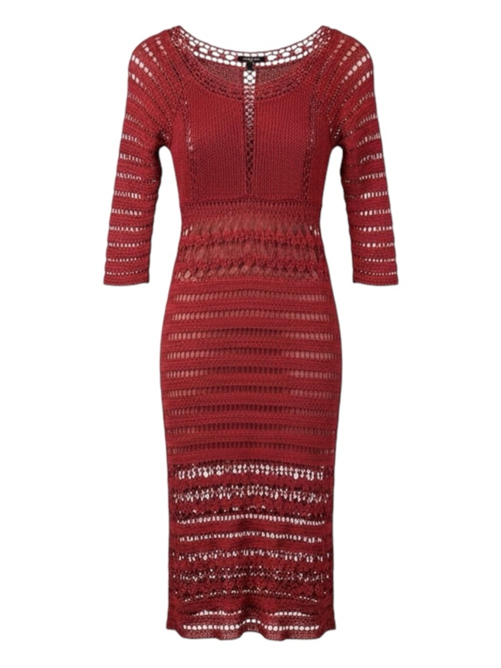 ABS by Allen Schwartz burgundy crochet knit dress Size L Petite - Picture 4 of 4